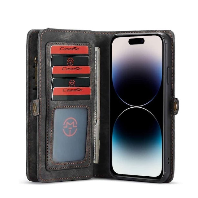 Multi Wallet CaseMe 11-kort Apple iPhone 15 Pro Max - Sort/grå
