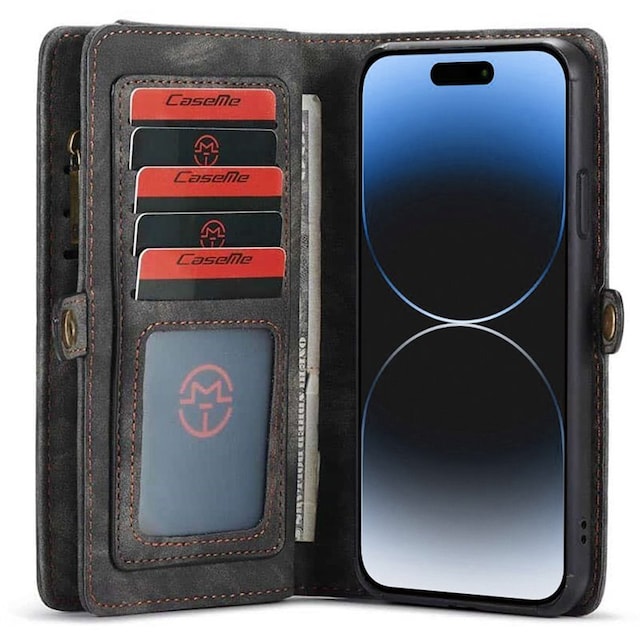 Multi Wallet CaseMe 11-kort Apple iPhone 15 - Sort/grå