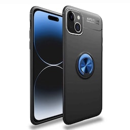 Slim Ring cover Apple iPhone 15 Plus - Sort/blå