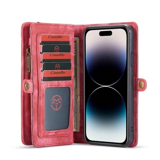 Multi Wallet CaseMe 11-kort Apple iPhone 15 Pro - Rød