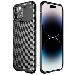 Carbon silikone cover Apple iPhone 15 Pro - Sort