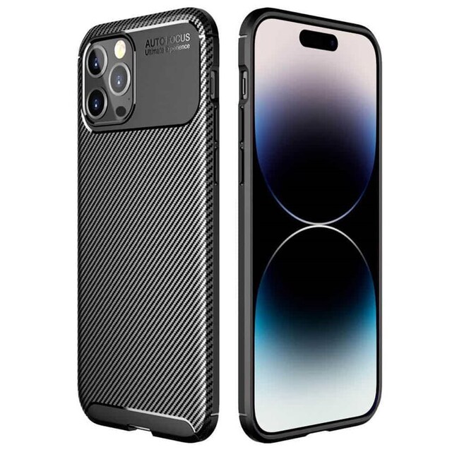 Carbon silikone cover Apple iPhone 15 Pro - Sort