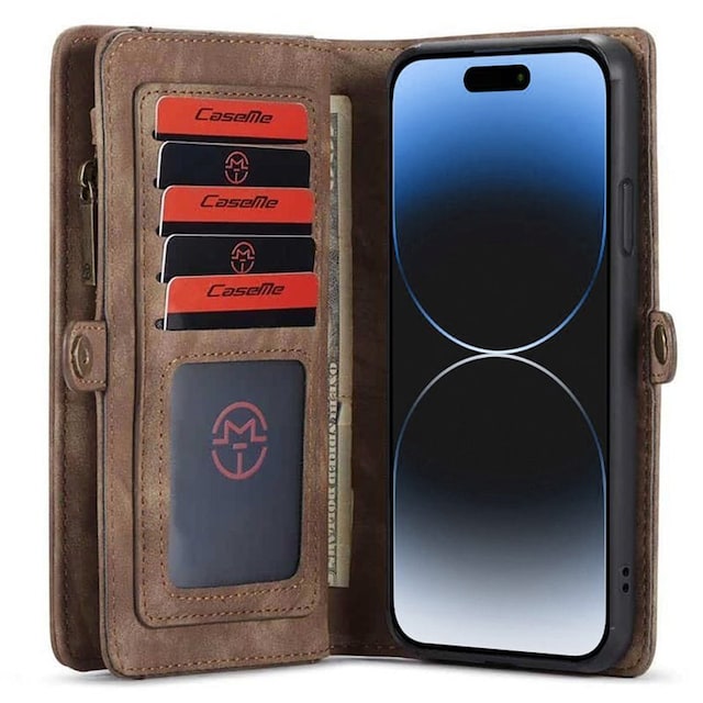 Multi Wallet CaseMe 11-kort Apple iPhone 15 - Brun