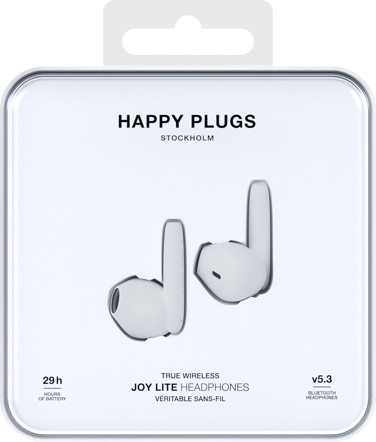 Happy Plugs Joy Lite helt trådløse in-ear høretelefoner (hvid)