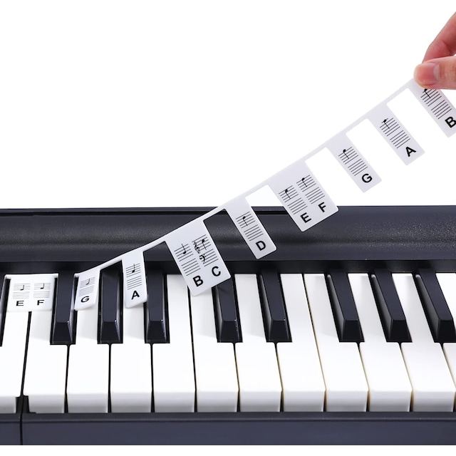 Aftagelige klaver- og keyboardetiketter 88 tangenter Hvid