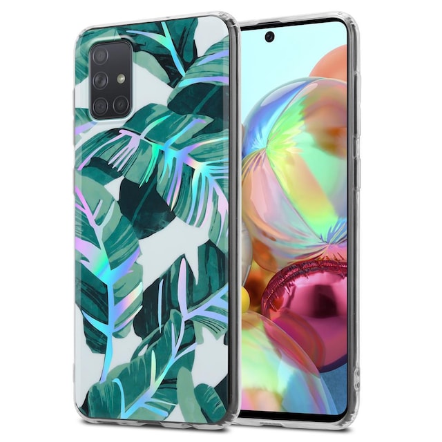 Samsung Galaxy A71 4G Etui Cover Blomster (Hvid)
