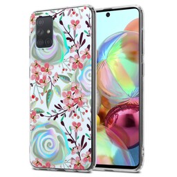 Samsung Galaxy A71 4G Etui Cover Blomster (Hvid)