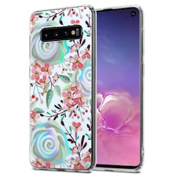 Samsung Galaxy S10 4G Etui Cover Blomster (Hvid)