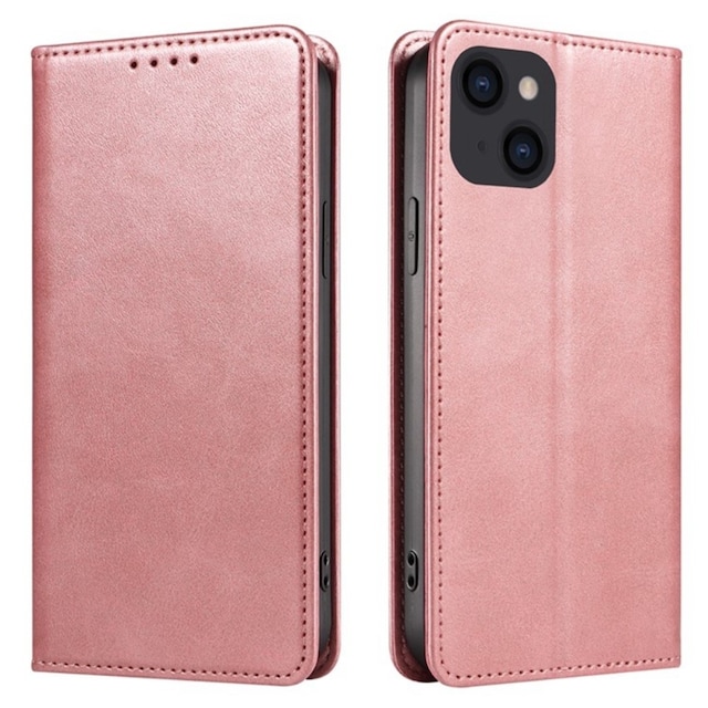 Wallet Stand Telefontaske til iPhone 15 Plus Cell Cell Cover -Rose Gold