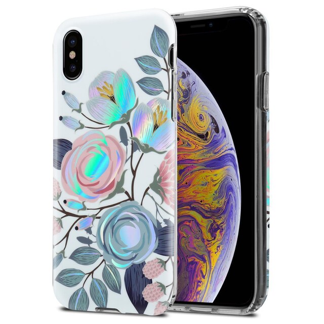 iPhone XS MAX Etui Cover Blomster (Hvid)