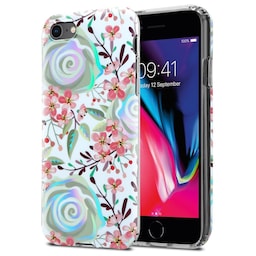 iPhone 7 / 7S / 8 / SE 2020 Etui Cover Blomster (Hvid)