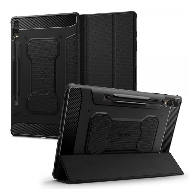 Spigen Samsung Galaxy Tab S9 Plus SM-X810 SM-X816 Etui Rugged Armor Pro Sort