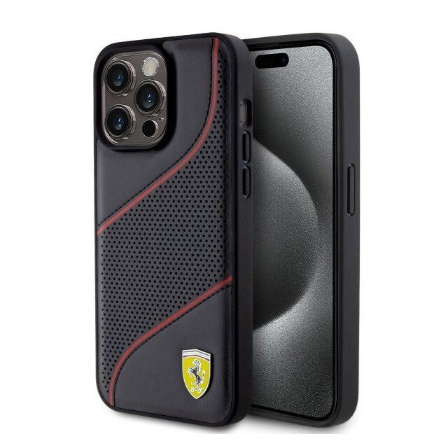 Ferrari iPhone 15 Pro Max Cover Perforeret Sort