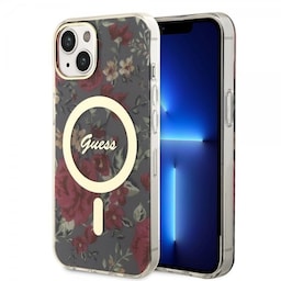 Guess iPhone 14 Cover Flower MagSafe Kaki