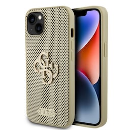 Guess iPhone 13 Cover Perforated Glitter Guld
