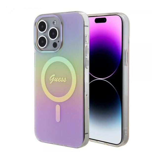 Guess iPhone 15 Pro Cover Script MagSafe Lyserød