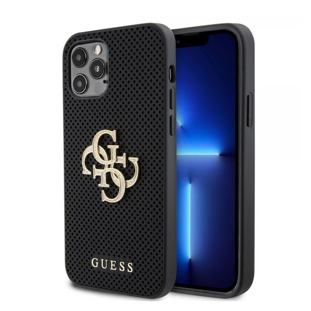 Guess iPhone 12/iPhone 12 Pro Cover Perforated Glitter Sort