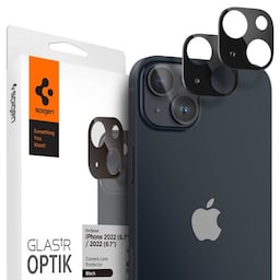 Spigen iPhone 14/iPhone 14 Plus Kameralinsebeskytter Glas.tR Optik 2-pak Sort