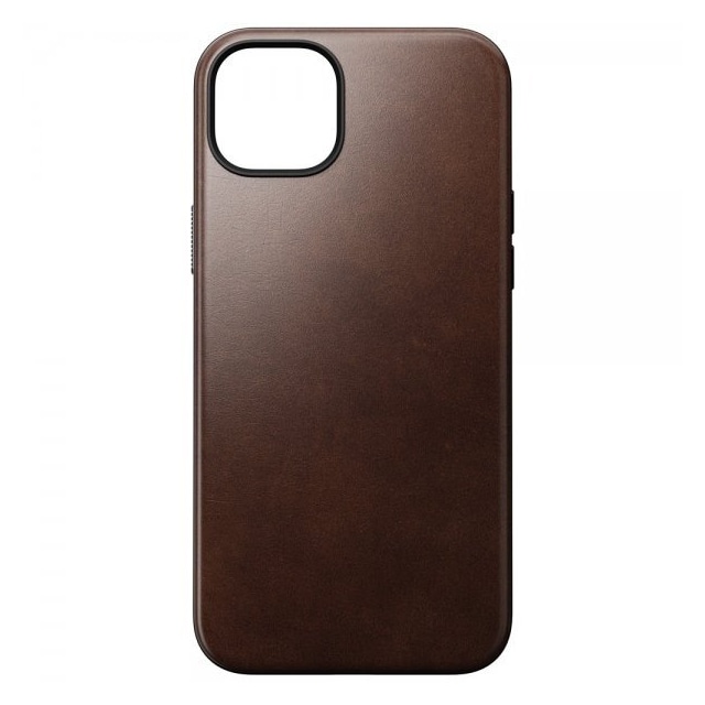 NOMAD iPhone 15 Plus Cover Modern Leather Case Horween Rustic Brown