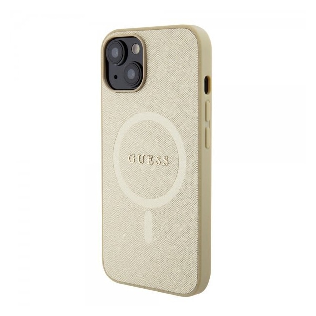 Guess iPhone 15 Plus Cover Saffiano MagSafe Beige