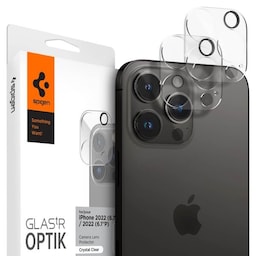 Spigen iPhone 14/15 Pro & Pro Max Kameralinsebeskytter Glas.tR Optik 2-pak Crystal Clear