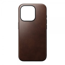 NOMAD iPhone 15 Pro Cover Modern Leather Case Horween Rustic Brown