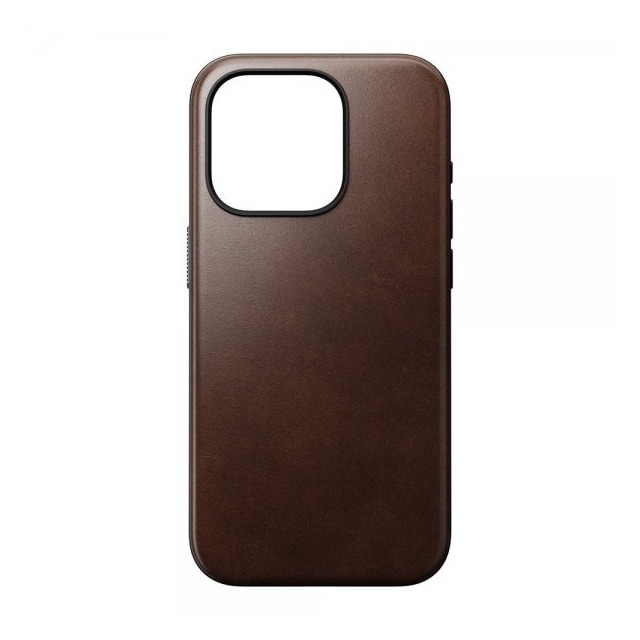 NOMAD iPhone 15 Pro Cover Modern Leather Case Horween Rustic Brown
