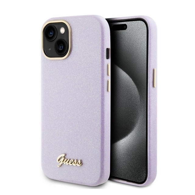 Guess iPhone 15 Cover Full Glitter Wrapped Lilac
