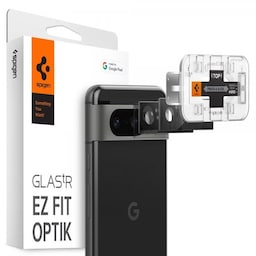 Spigen Google Pixel 8 Kameralinsebeskytter Glas.tR EZ Fit Optik 2-pak Sort