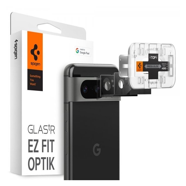 Spigen Google Pixel 8 Kameralinsebeskytter Glas.tR EZ Fit Optik 2-pak Sort