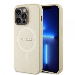 Guess iPhone 15 Pro Cover Saffiano MagSafe Beige