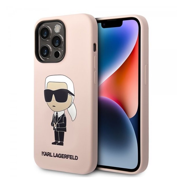 Karl Lagerfeld iPhone 15 Pro Cover Ikonik NFT Lyserød