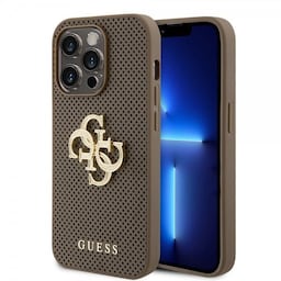 Guess iPhone 15 Pro Cover Perforated Glitter Brun