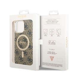 Guess iPhone 14 Pro Max Cover 4G Pattern MagSafe Brun