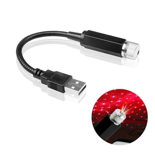 USB Skylight Projektorlys Bilsoveværelsesloft Starlight-projektor - Rødt lys