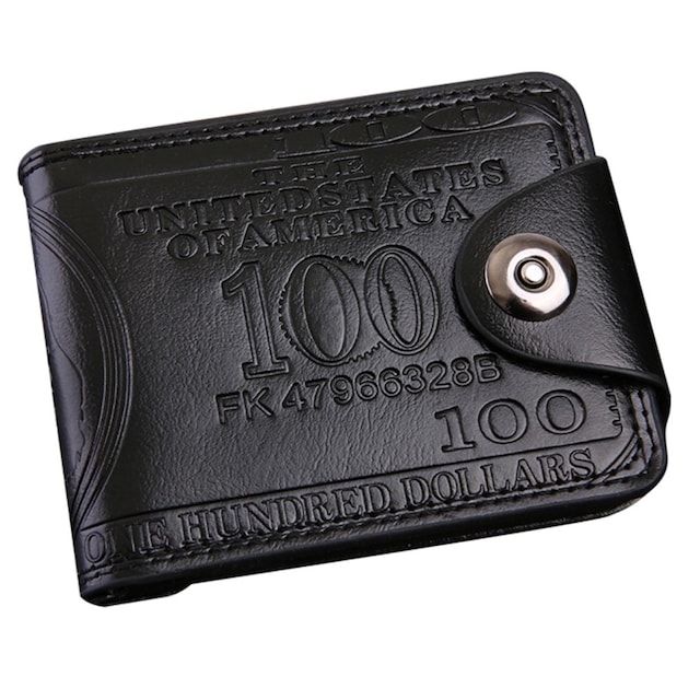 Plånbok Börs 100 dollar sedel Pengar Bifold korthållare - Sort