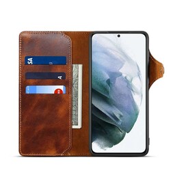 Wallet 3-kort ægte læder Samsung Galaxy S23 FE - Brun