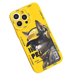 TPU telefon cover Cover til iPhone 15 Plus Cover Cat - Gul