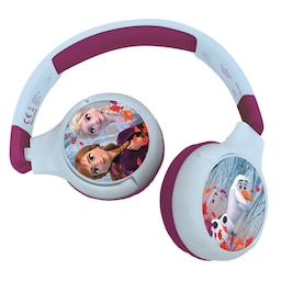 2 i 1 Bluetooth og kablede komfort-hovedtelefoner, der kan foldes sammen, med børnesikkert lydstyrke Frosset design