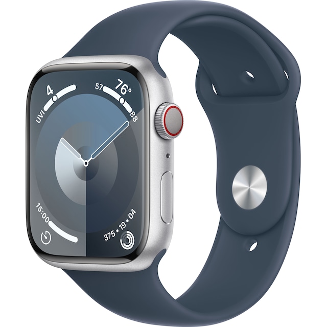 Apple Watch S9 45mm GPS+CEL (Silver Alu/Storm Blue Sportsbånd) M/L