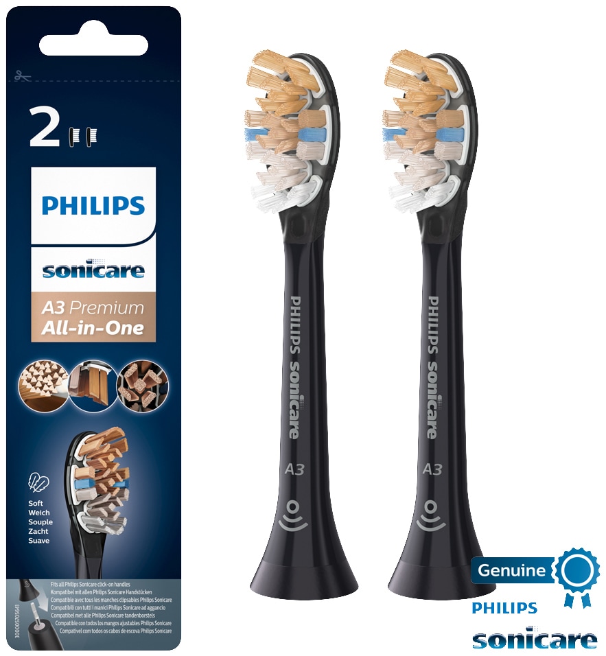Philips Sonicare tandbørstehoved HX909211 (sort, 2-pak) | Elgiganten