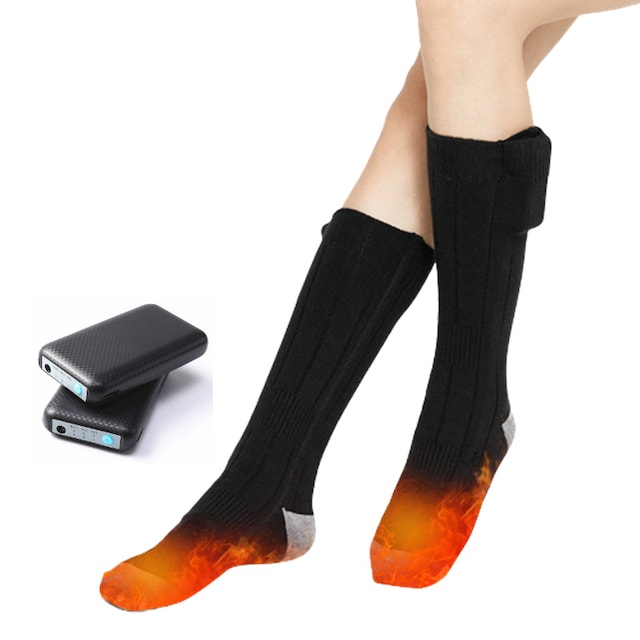 Batteriopvarmede sokker til såler/vrist 4000 mAh Sort S