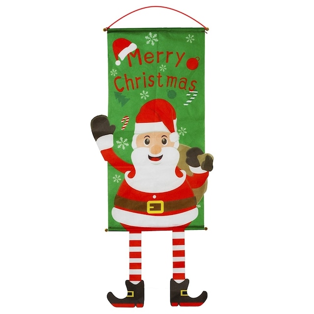 Glædelig jul Flag Xmas hængende banner dørdekoration - julemand