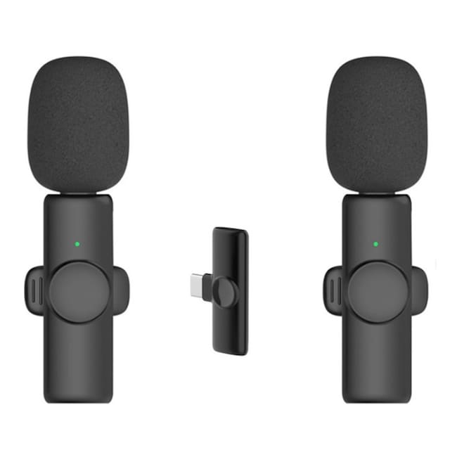 USB-C 2,4 GHz trådløs Lavalier-mikrofon (2 mikrofoner+1 modtager)