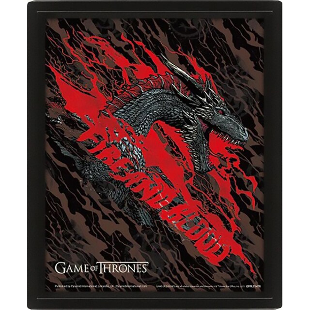 Game of Thrones (Fire and Blood - Drogon) 3D lenticulær plakat