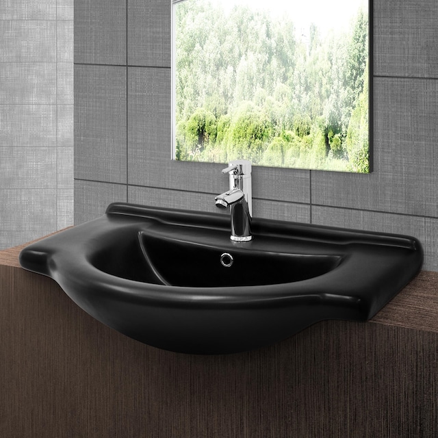 ML-Design Håndvask Keramik Sort mat 77x50,5x22,5 cm Oval