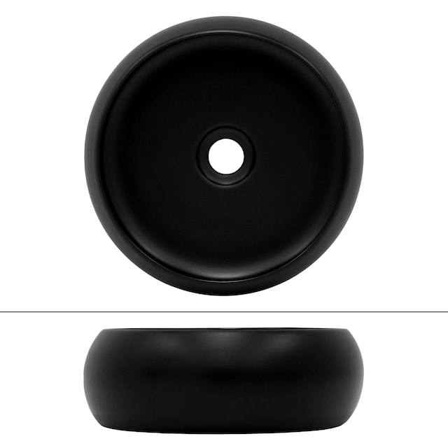 ML-Design keramisk håndvask sort mat, Ø 35x30 cm, rund