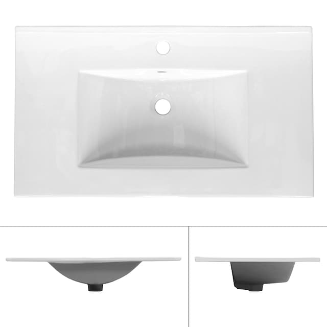 Rektangulær håndvask 60,5x36,5x13 cm hvid keramik