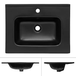 ML Design keramisk håndvask sort mat 61x16,5x46 cm firkantet, indbygget vask