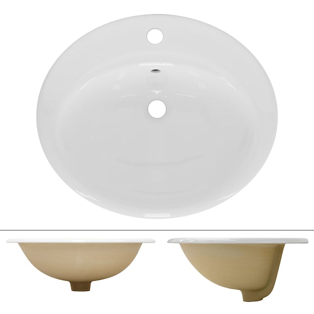 ML-Design keramisk vask hvid blank 57x19,5x48,5cm oval